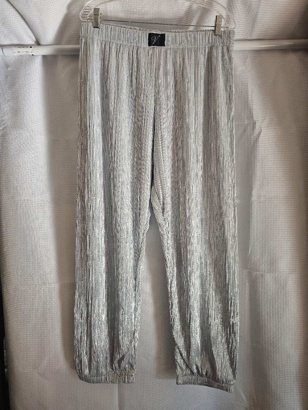 Victoria's Secret Silver Metallic Pleated Lounge Pants